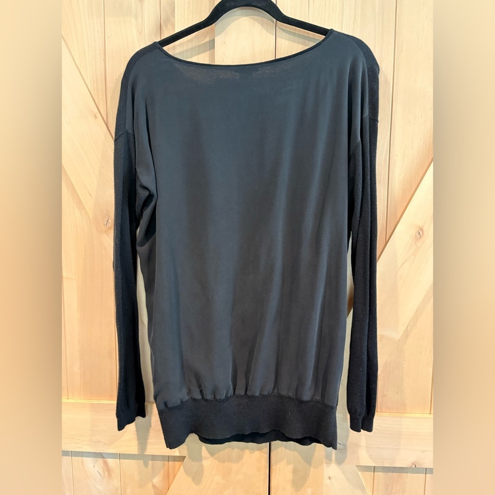 Theory Silk/Cotton Black Crew Neck Sweater - Picture 2 of 4